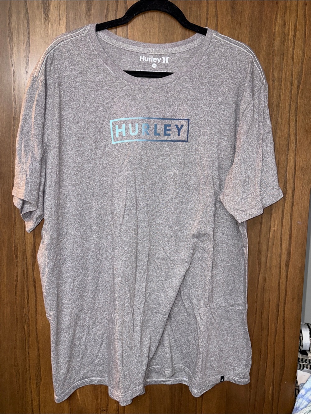 Hurley Heather Gray Short Sleeve Tee with Blue Logo